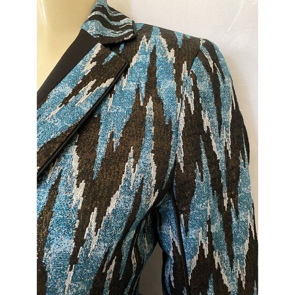 NWT Kimora Lee Simmons Sierra Jacket Blazer Blue Wave Graphic One Button… - Picture 3 of 6